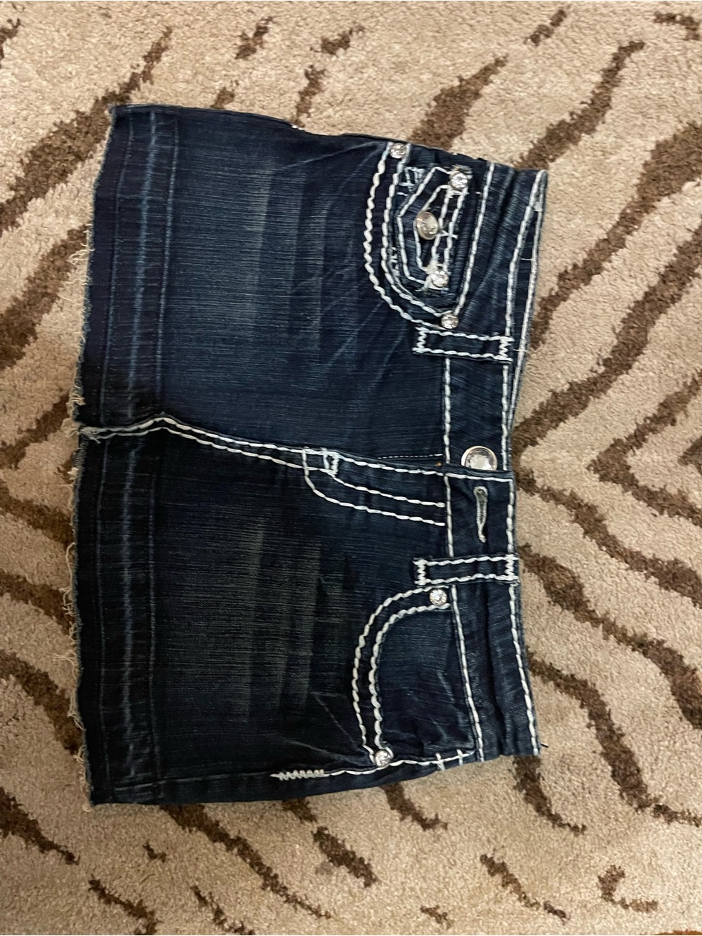 L.A. idol Dark Denim Mini Skirt with White Contrast Stitching